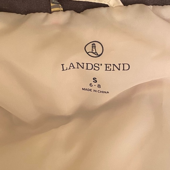 Lands End Down Plaid Quilted Puffer Vest Soft Warm Pockets - Picture 3 of 5